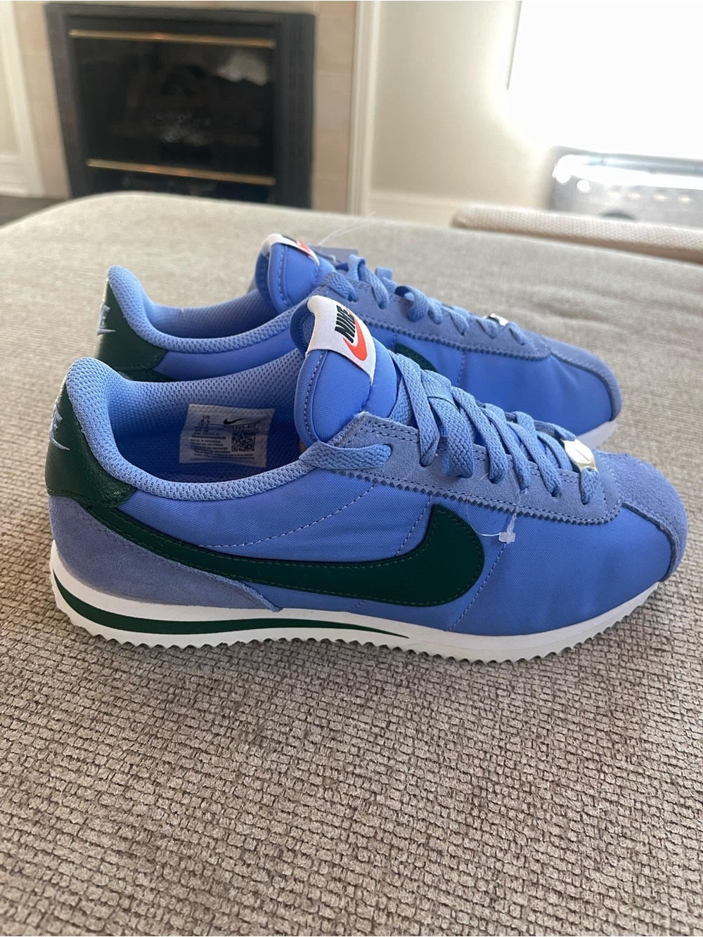 Nike Classic Cortez Sneakers in Blue with Green Swoosh